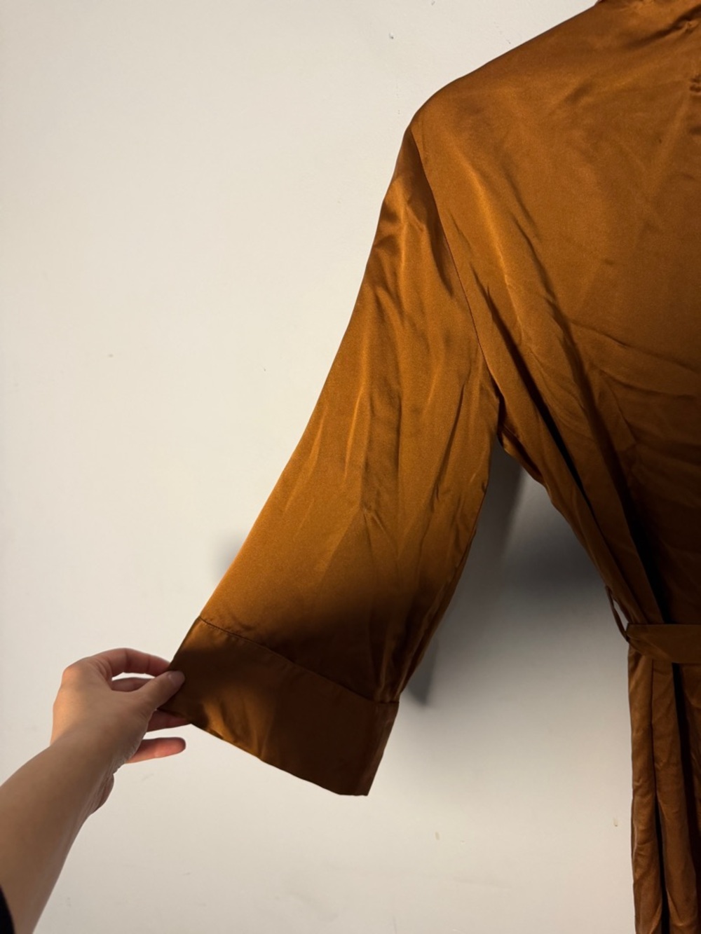 100% Silk Reformation Long Robe Dress in gold - Picture 7 of 10